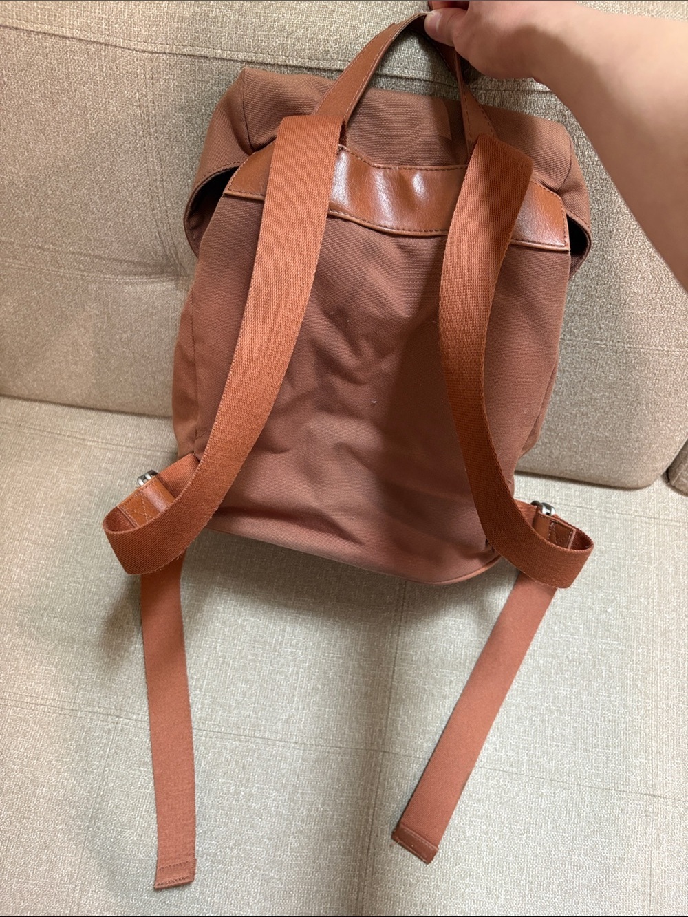 Matt & Nat Rust/Terracotta Canvas Drawstring Backpack - Picture 3 of 6